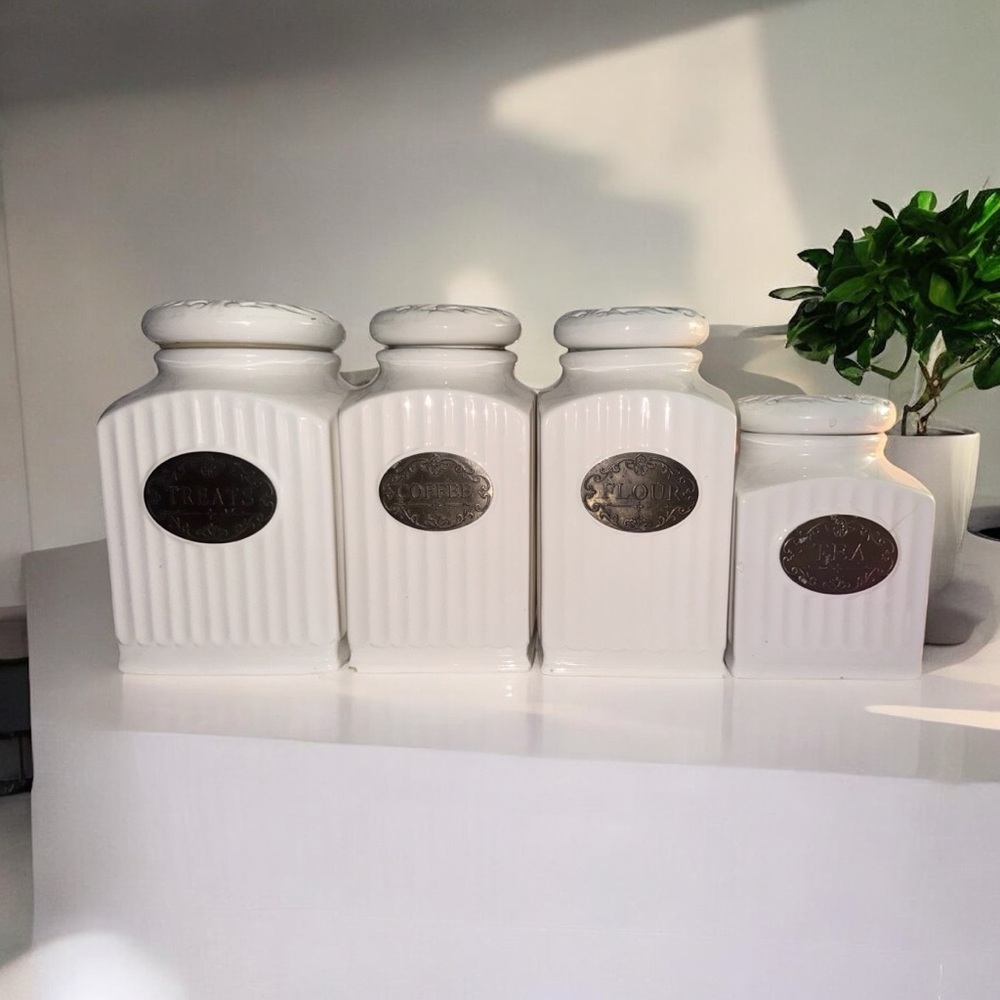 Vintage THL Canister Set- FLOUR-TREATS-TEA-COFFEE